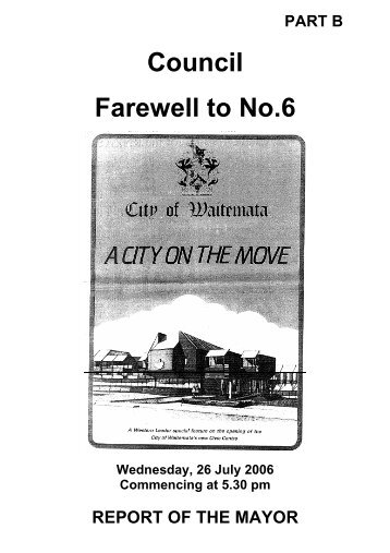 Report of the Mayor 26 July 2006 - Auckland Council