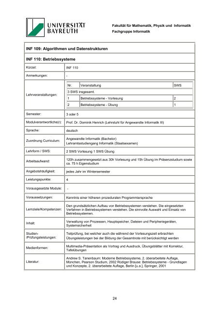 Modulhandbuch - Universität Bayreuth