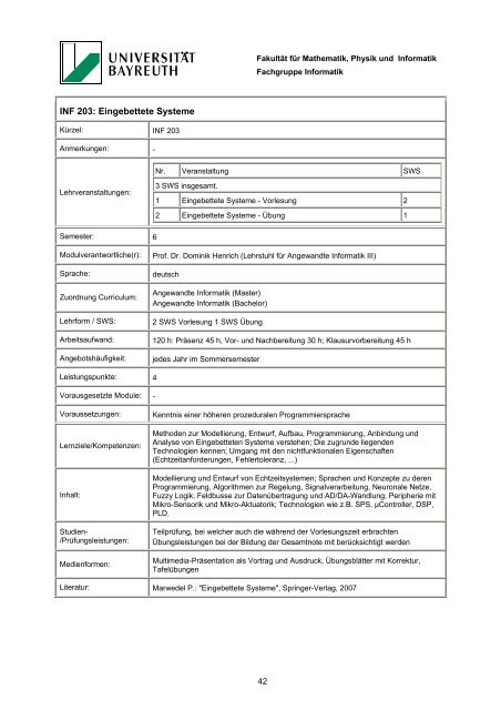 Modulhandbuch - Universität Bayreuth