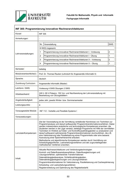 Modulhandbuch - Universität Bayreuth