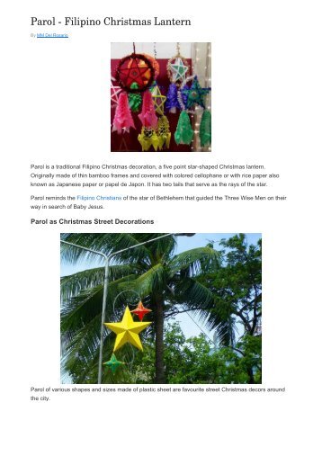Parol - Filipino Christmas Lantern - Philippine Culture