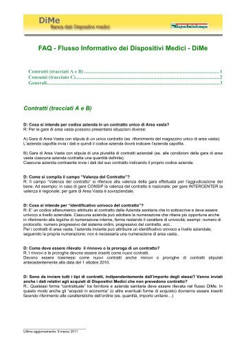 FAQ - Flusso Informativo dei Dispositivi Medici - DiMe - Saluter