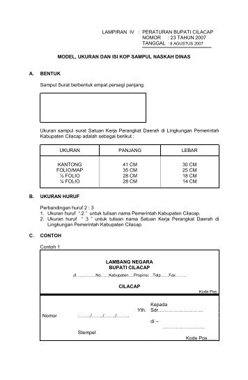 LAMPIRAN IV : PERATURAN BUPATI CILACAP NOMOR : 23 ...