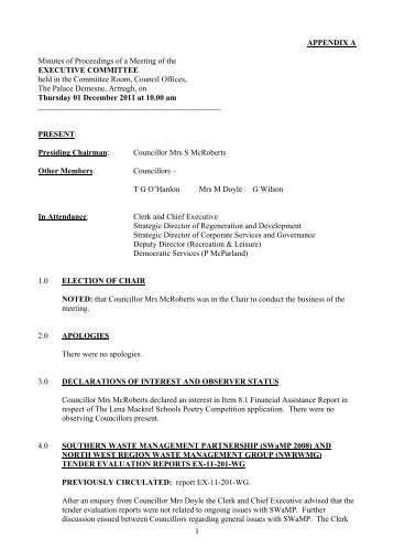 APPENDIX  - Armagh City and District Council