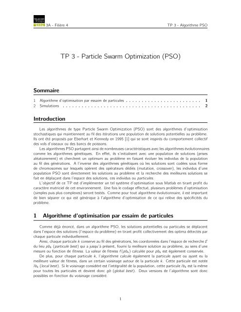TP 3 - Particle Swarm Optimization (PSO)