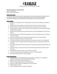 Education Administrator Job Description Year-round ... - First Stage