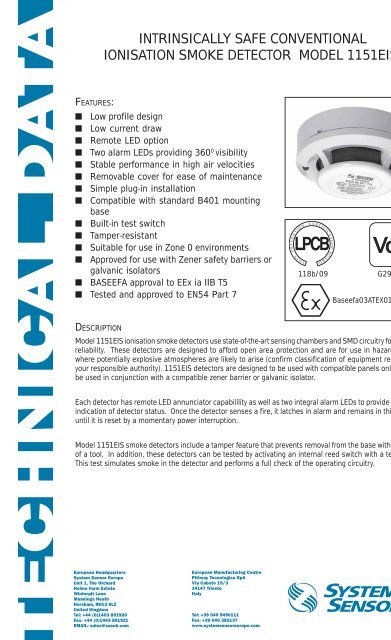 Intrinsically Smoke Detector 1151 - Diamond Electricals