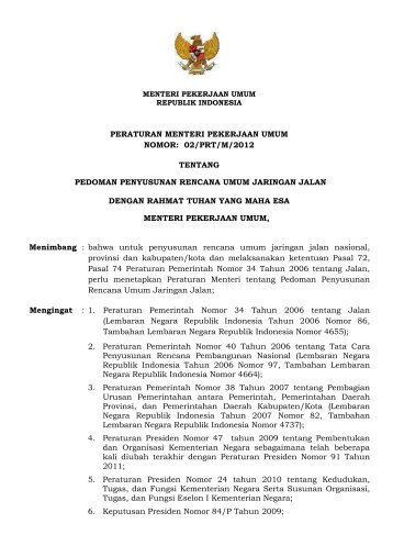 02/prt/m/2012 tentang pedoman penyusunan rencana umum ...