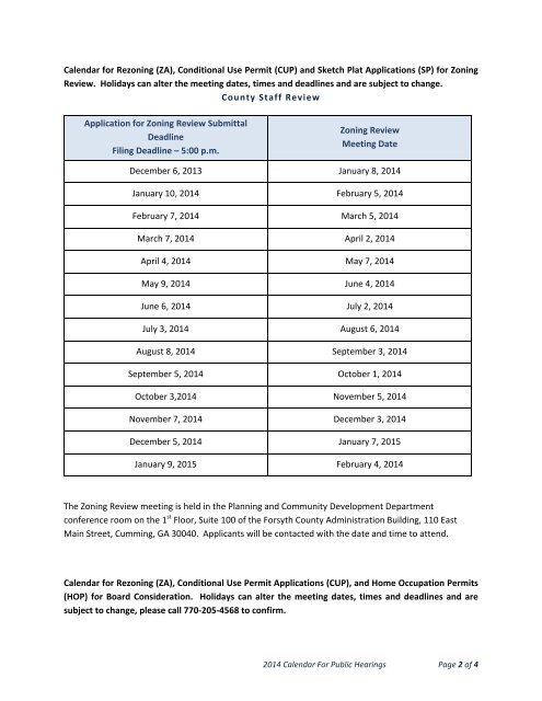 Calendar of Public Hearings - Forsyth County Government