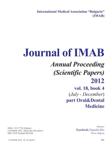 Download Title Page & Editorial Board - Journal of IMAB