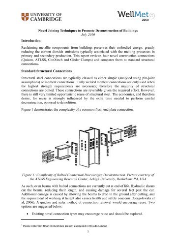 Novel Joining Techniques to Promote Deconstruction of Buildings ...