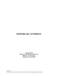 POWERS OF ATTORNEY - The Law Society of Saskatchewan