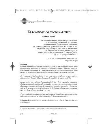 EL DIAGNOSTICO PSICOANALITICO - UCES