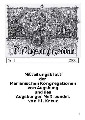 Sodale Nr. 1 2005 - Marianische Kongregationen Augsburg - GMX