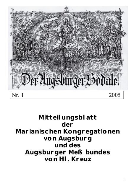 Sodale Nr. 1 2005 - Marianische Kongregationen Augsburg - GMX