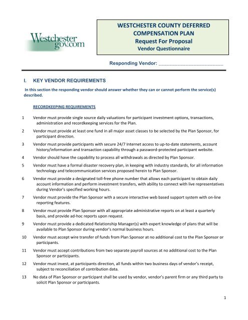 WESTCHESTER COUNTY DEFERRED COMPENSATION PLAN 