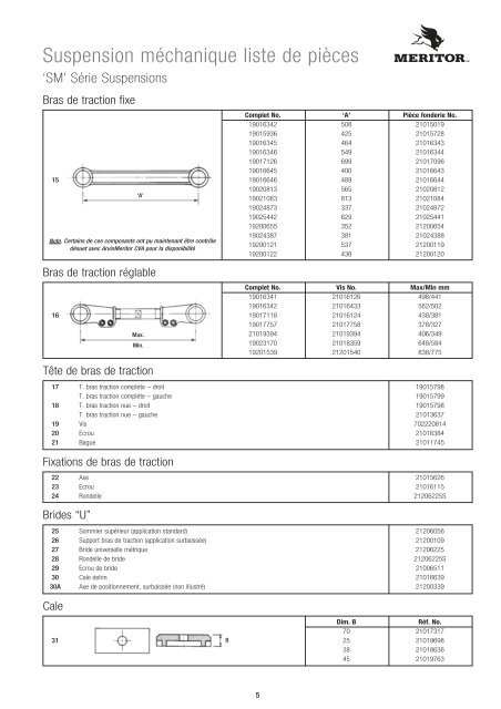 ROR Trailer Products Suspension mÃ©chanique liste de ... - Meritor