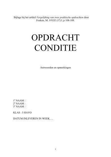 OPDRACHT CONDITIE - NVON