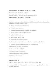 Programa da Prova - Departamento de Matemática - UFMG