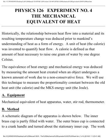 The Mechanical Equivalent of Heat