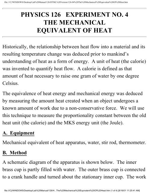 The Mechanical Equivalent of Heat