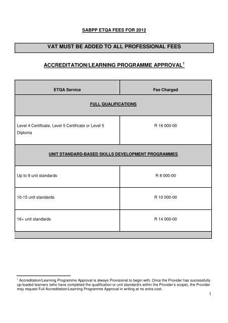 vat must be added to all professional fees accreditation ... - SABPP