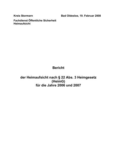 Tätigkeitsbericht der Heimaufsicht für die Jahre ... - Kreis Stormarn