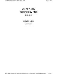 CUERO ISD Technology Plan - Cuero Independent School District