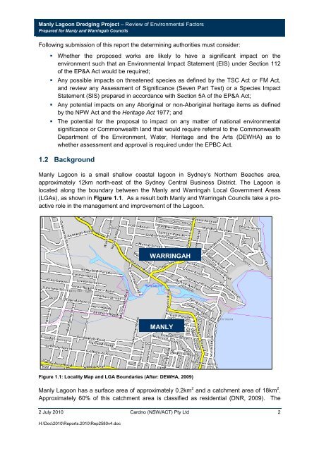 Manly Lagoon Dredging Project - Manly Council - NSW Government