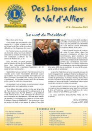 Des Lions dans le Val d'Allier - Lions Club. District 103 Centre Sud