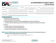 Interview Rating - North Carolina Department of Public Safety