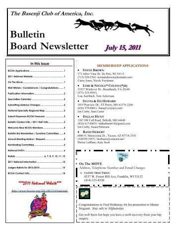Bulletin Board Newsletter - the Basenji Club of America