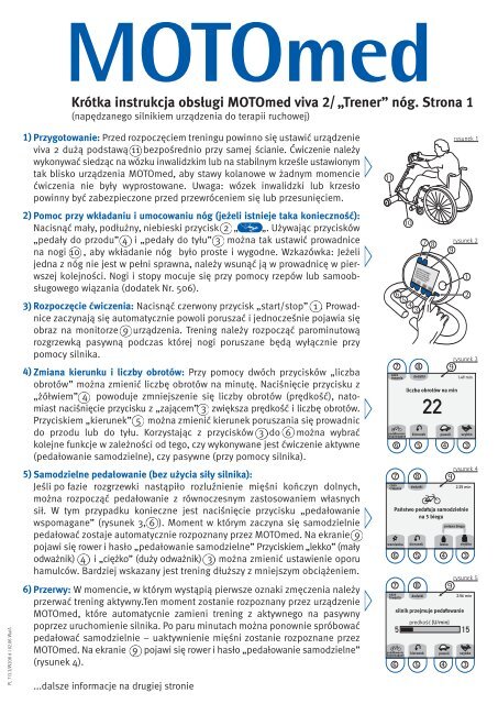 KrÃ³tka instrukcja obsÅugi MOTOmed viva 2/âTrenerâ nÃ³g. Strona 1
