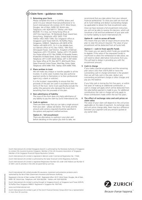 Zurich Global Choice Claim Form