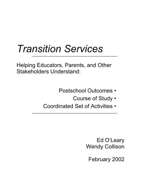 Ed O'Leary's Transition Services Guide