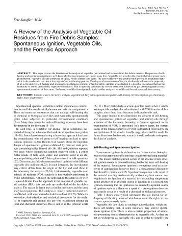 A Review of the Analysis of Vegetable Oil Residues from Fire Debris ...