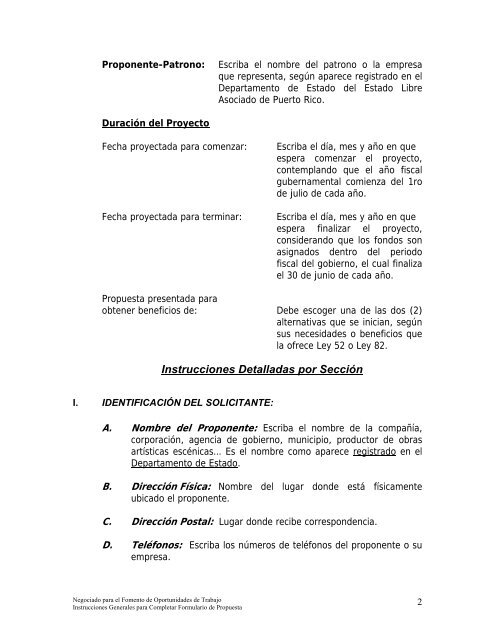 instrucciones generales para completar formulario de propuesta