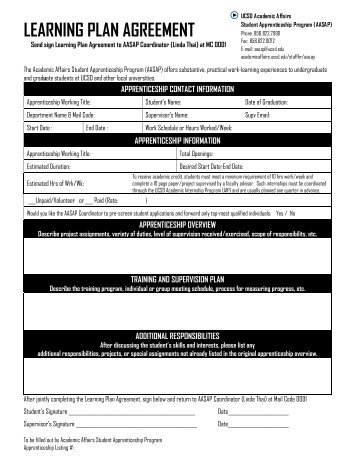 Learning Plan Agreement Form - Academic Affairs