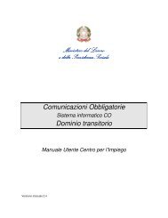 Comunicazioni Obbligatorie Dominio transitorio - Agenzia del Lavoro