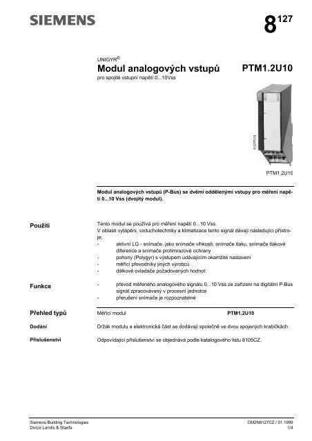 8127 Modul analogovêch vstup$ PTM1.2U10