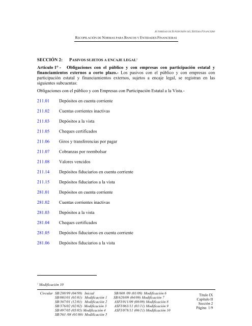 Control de encaje legal Sección 1 - Felaban