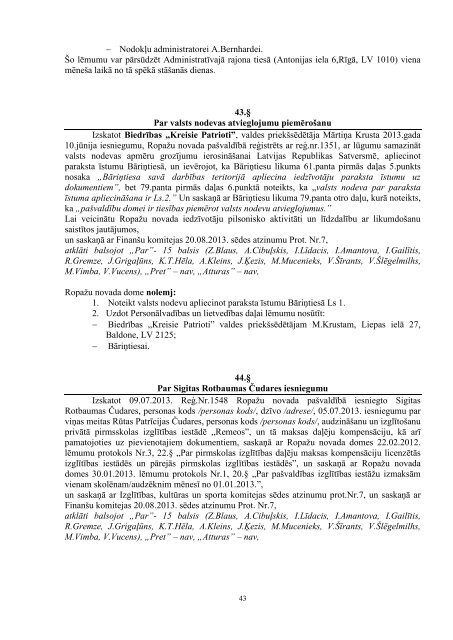 28. augusta domes sÄdes protokols - RopaÅ¾i.lv