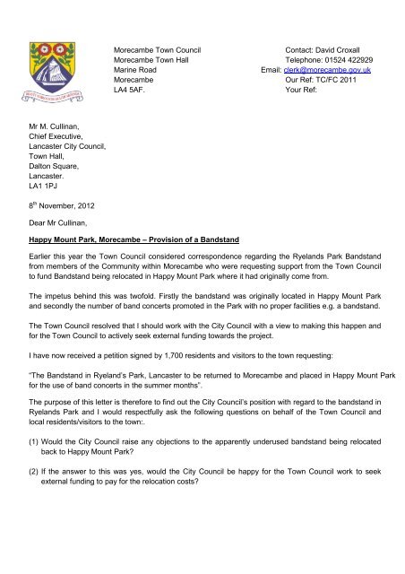 Letter re Bandstand in Happy Mount Park PDF 82 KB