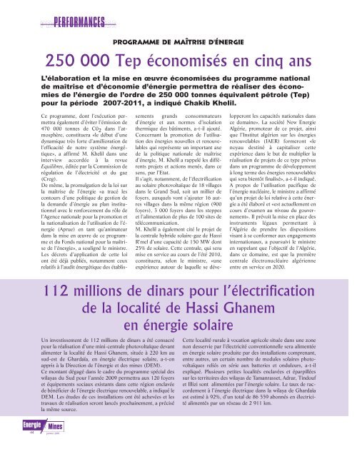 Revue nÂ° 11 - MinistÃ¨re de l'Ã©nergie et des mines