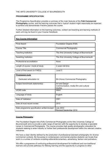 FDPPH - Programme Specification.pdf - Arts University Bournemouth