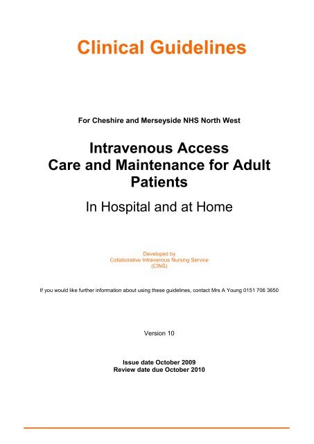 Collaborative Intravenous Nursing Service (CINS) Guidelines