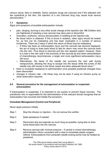 Collaborative Intravenous Nursing Service (CINS) Guidelines