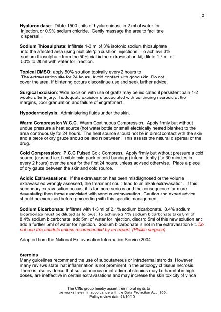 Collaborative Intravenous Nursing Service (CINS) Guidelines