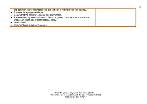 Collaborative Intravenous Nursing Service (CINS) Guidelines