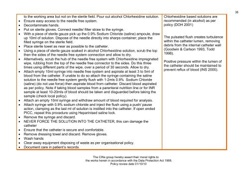 Collaborative Intravenous Nursing Service (CINS) Guidelines